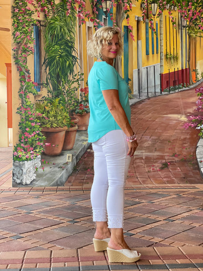 AQUA SHORT SLEEVE TOP