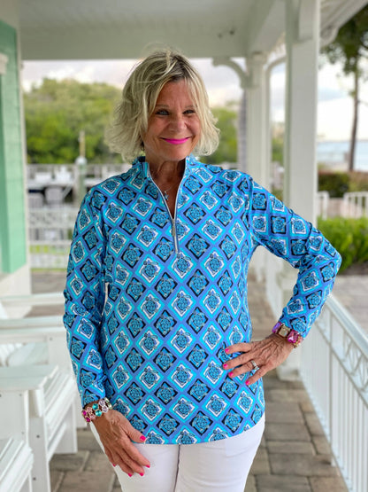 BAHAMA BLUE TURTLE HALF ZIPPER