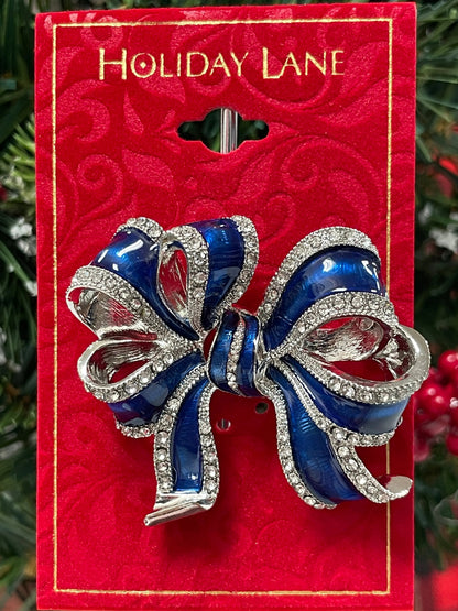 HOLIDAY BLUE RIBBON PIN