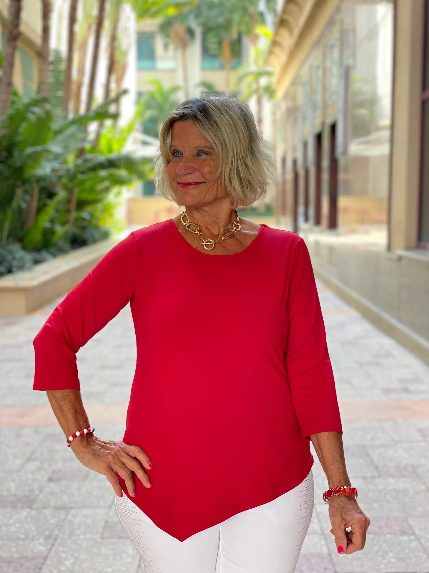 CRIMSON RED ASYMMETICAL TOP