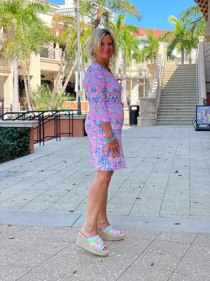 CAROLINA PAISLEY SLEEVE DRESS
