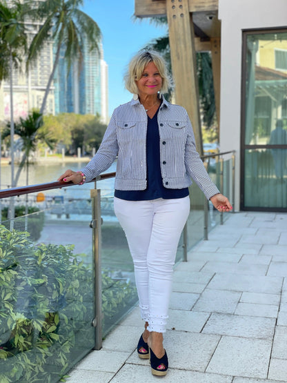LULU B  NAVY LINSEERSUCKER JACKET