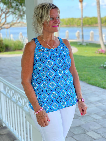 BAHAMA BLUE TURTLE HALTER TOP