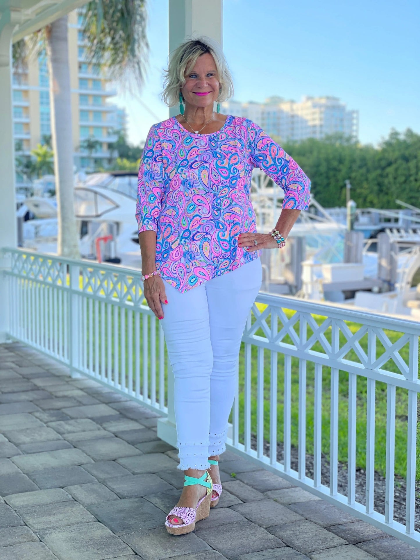 CAROLINA PAISLEY ASYMMETRIC TOP