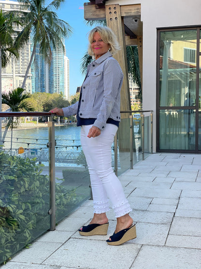 LULU B  NAVY LINSEERSUCKER JACKET