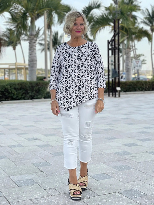 BLACK AND BEIGE ASYMMETRIC TOP