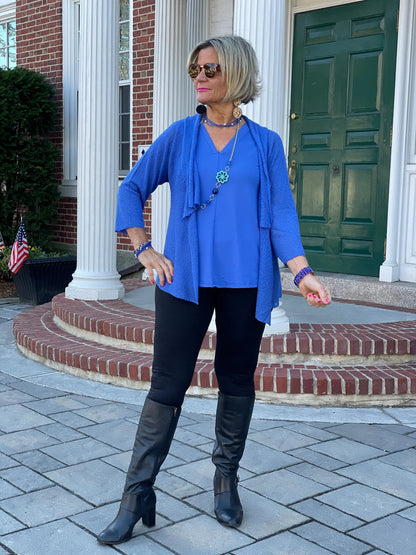 BLUE MESH RUFFLE WRAP