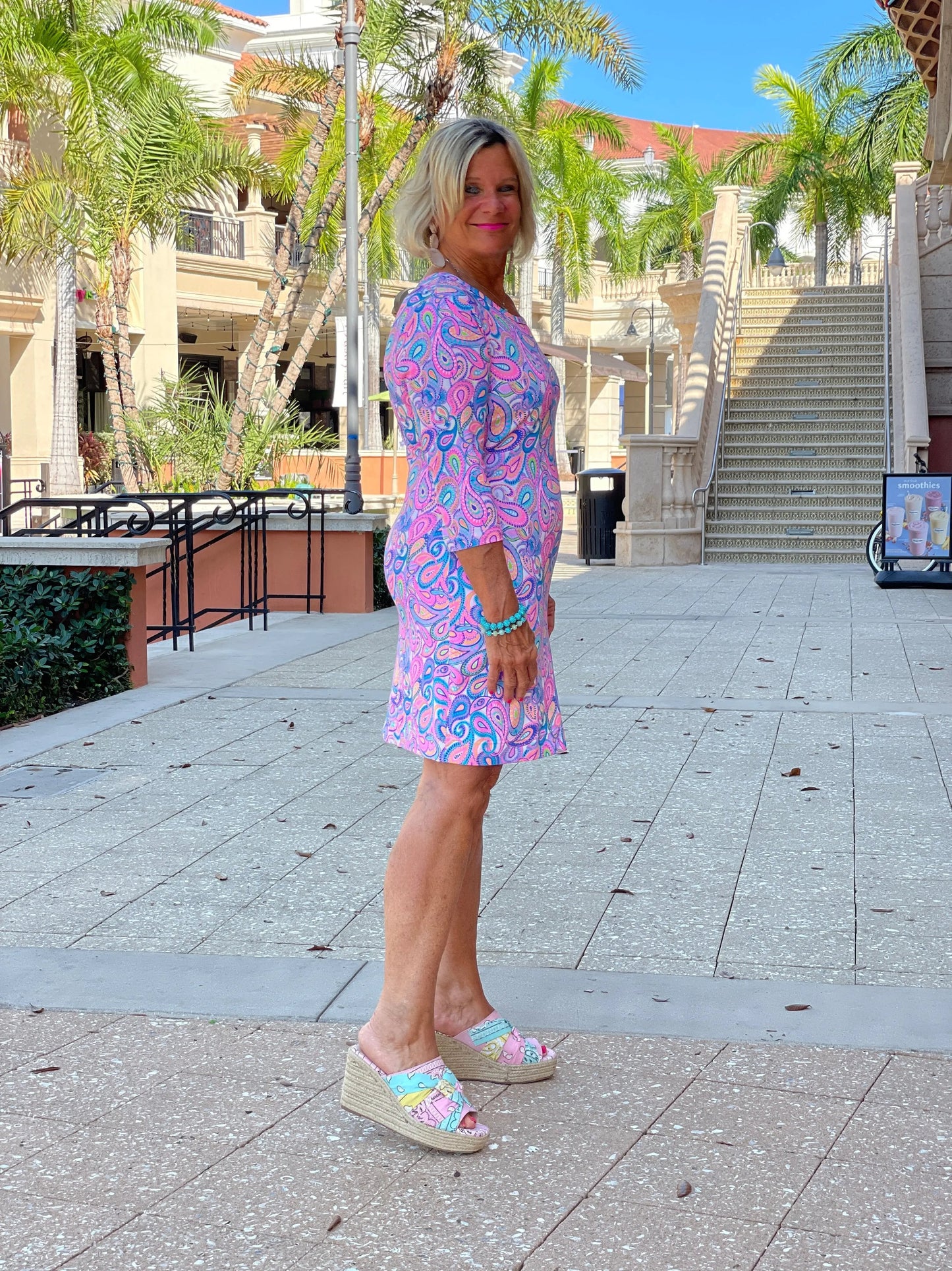 CAROLINA PAISLEY SLEEVE DRESS