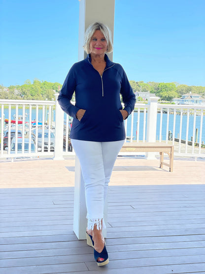 LULU-B KANGAROO NAVY HALF ZIPPER