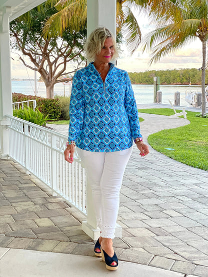 BAHAMA BLUE TURTLE HALF ZIPPER