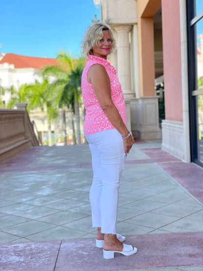 CANDY PINK SLEEVELESS RUFFLE