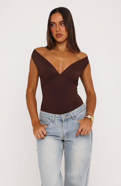Into The Mix V Neck Bodysuit Chocolate