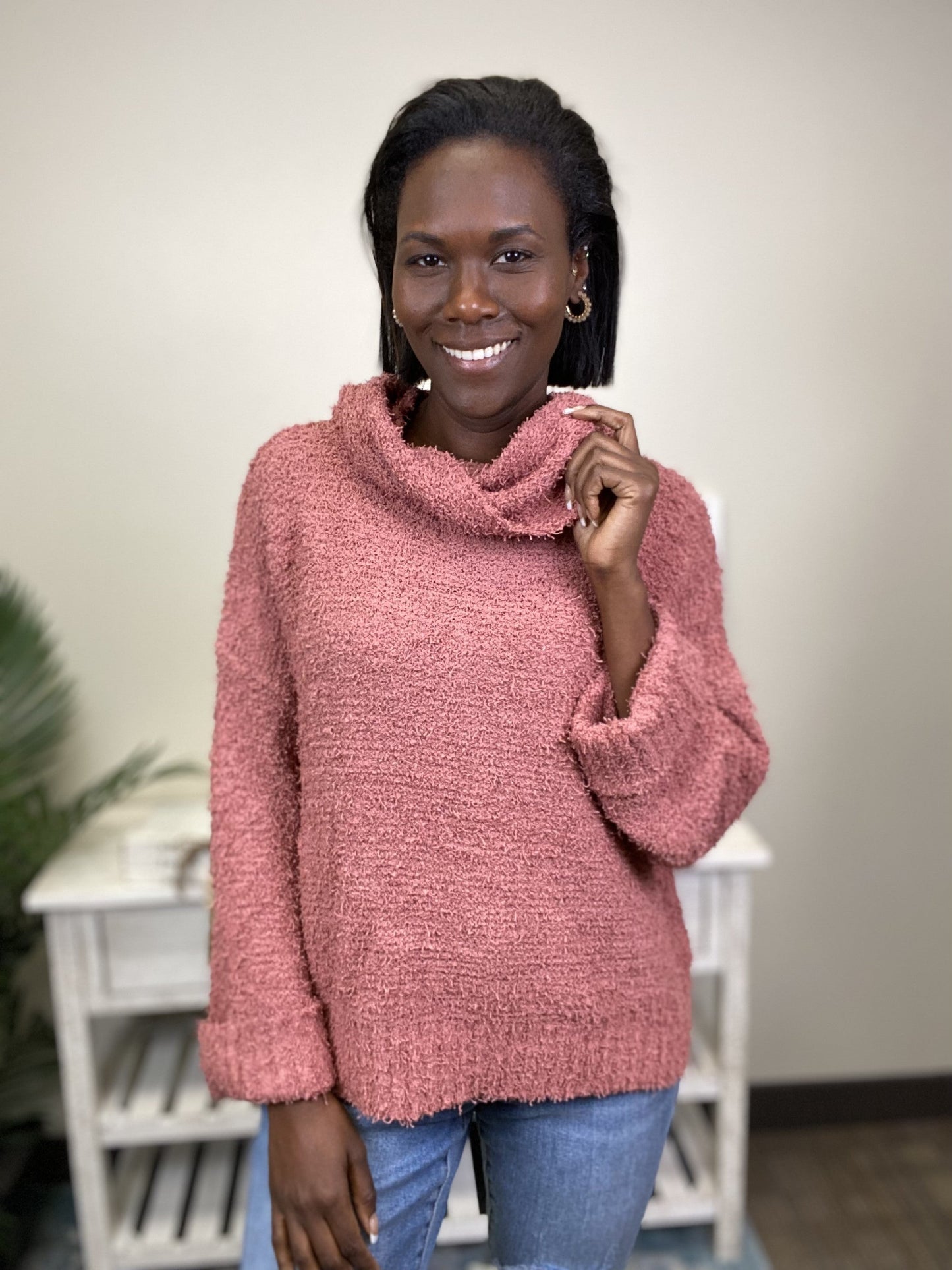Warm Me Up Women's Solid Cowl Neck Sweater