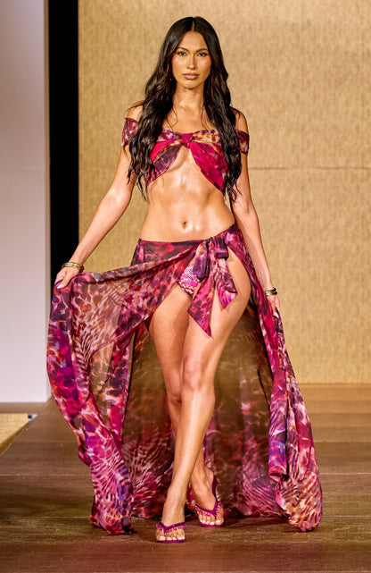 Frangipani Drift Scarf Top Electric Bloom