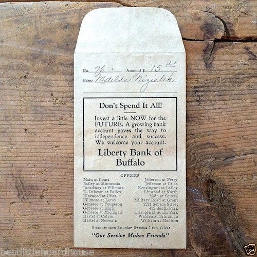 LIBERTY BANK OF BUFFALO Deposit Envelope 1910s