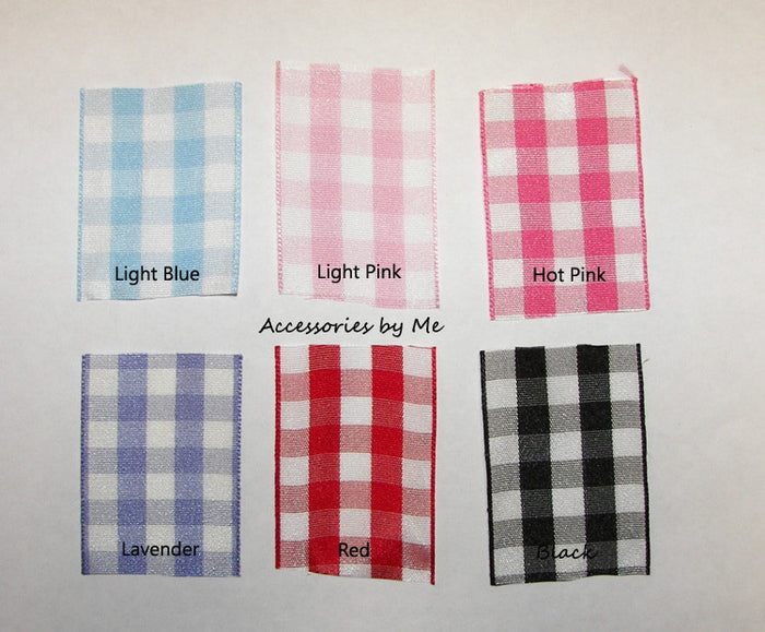 Frilly Gingham Ruffle Bow Skinny Headband - Accessories by Me