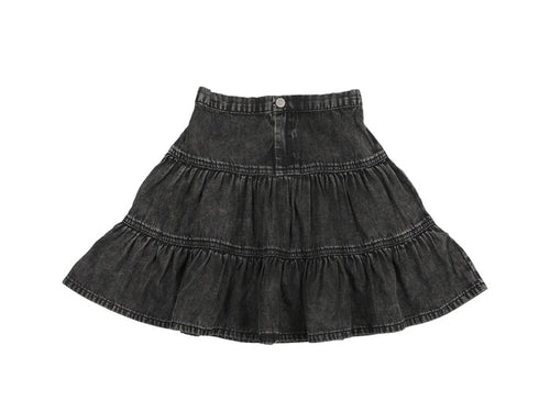 Lil Legs Denim Tiered Skirt - Black Wash