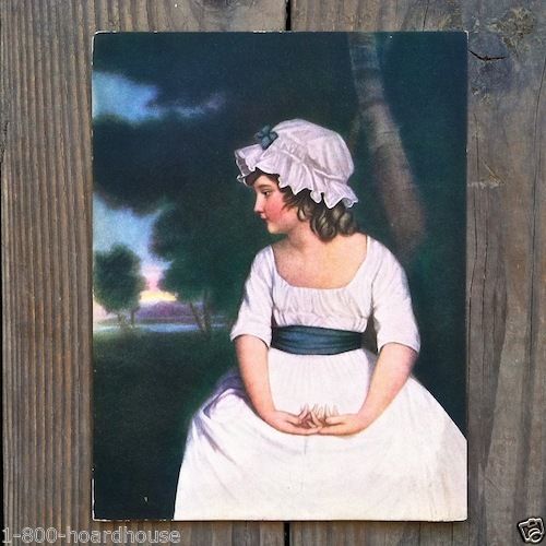 LITTLE GIRL WITH BONNET Art Lithograph Print 1920s