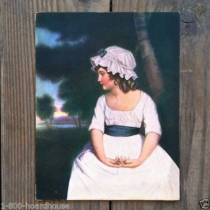 LITTLE GIRL WITH BONNET Art Lithograph Print 1920s