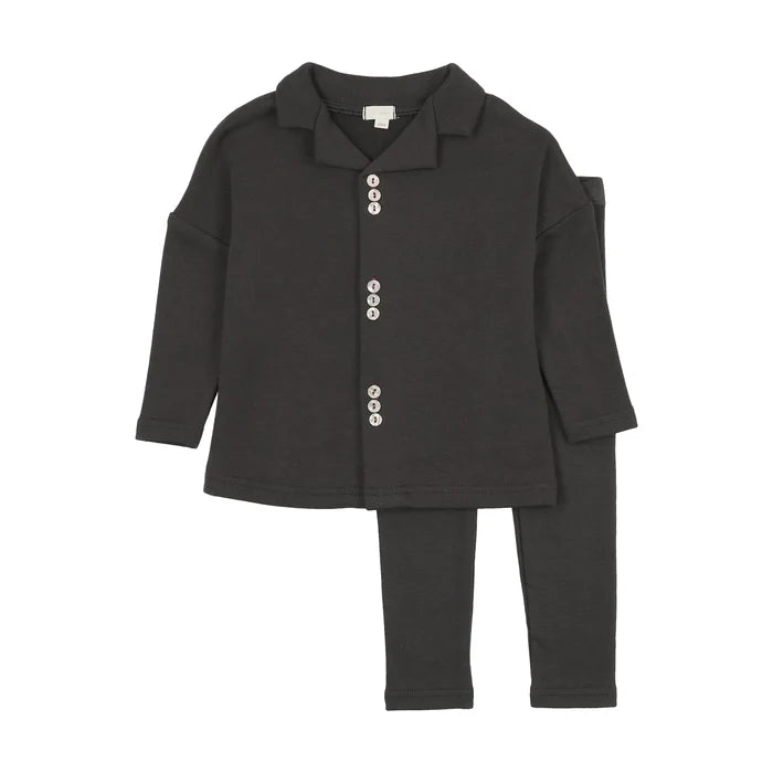 Little Legs Black Button Front Lounge Set