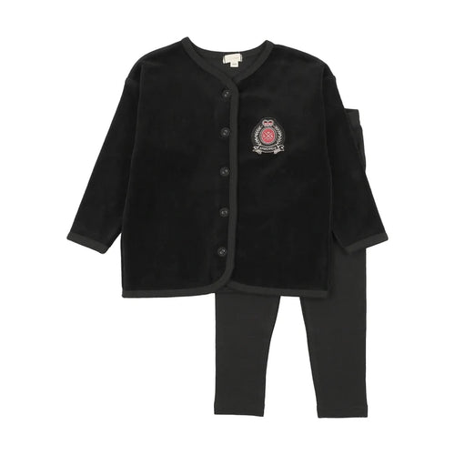 Little Legs Velour Crest Lounge Set