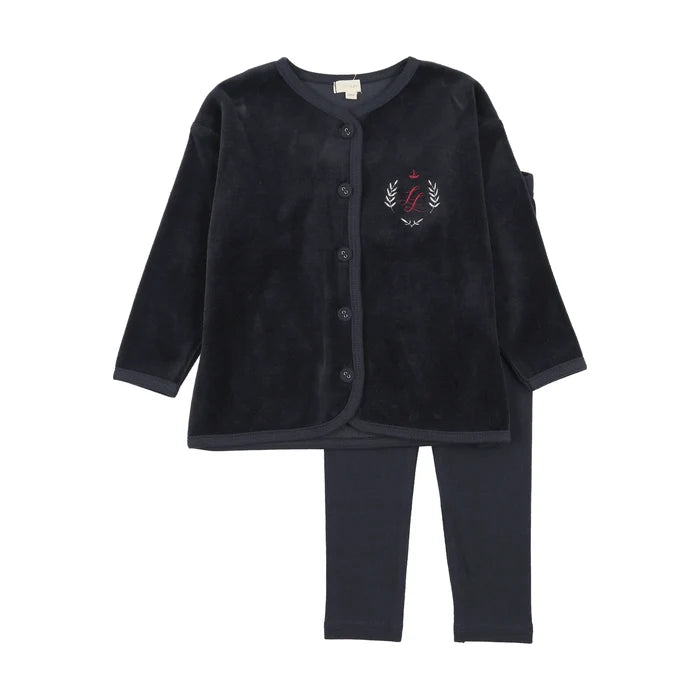Little Legs Velour Crest Lounge Set