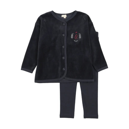 Little Legs Velour Crest Lounge Set