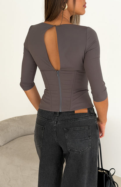 Fire Light 3/4 Sleeve Bustier Charcoal
