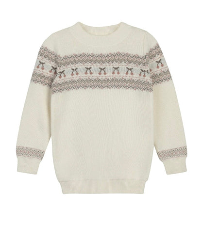 Looms Ivory Mauve Fair Isle Collection Kids Sweater