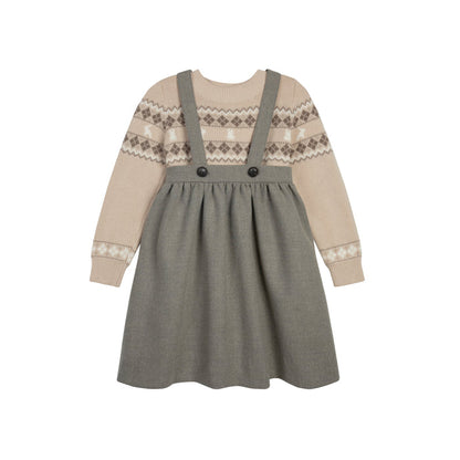 Looms Taupe Fair Isle Collection Kids Jumper
