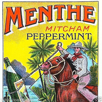MENTHE MITCHUM PEPPERMINT Box Label 1920s