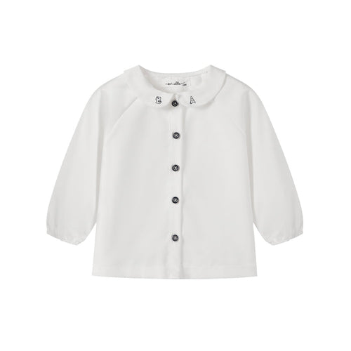 Nounelle Boy White Embroidered Collar Shirt