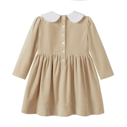 Nounelle Crushed Velour Tan Tie Dress