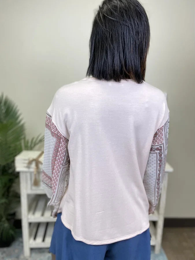 You Make Me Blush Women's Patchwork Long Sleeve Top