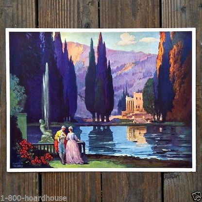 PARIS LOVERS IN GARDEN Art Deco Print 1920s