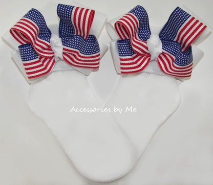 US Flag Bow Socks