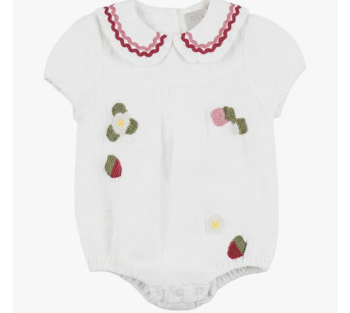Pompomme Embroidered Appliques Romper
