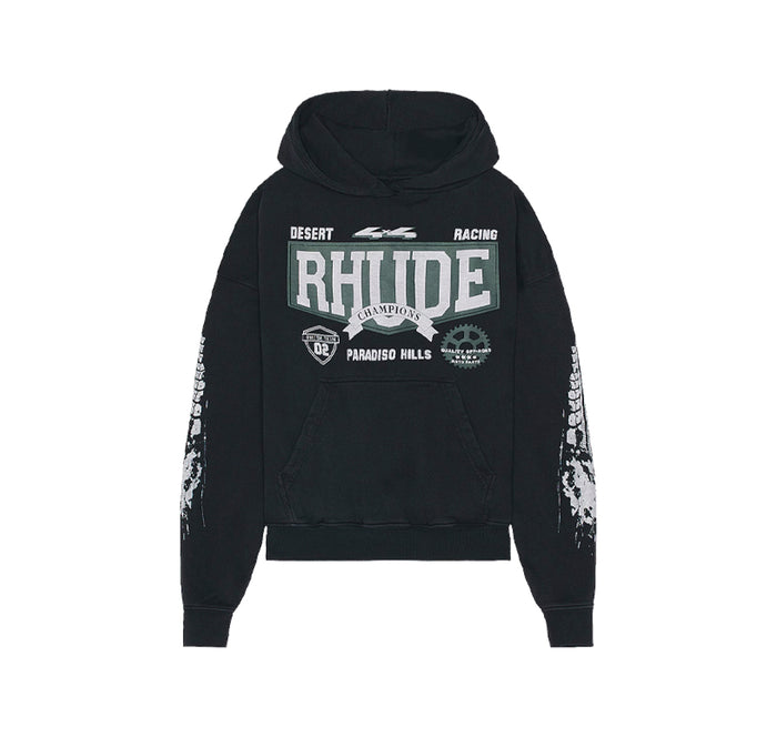 Rhude Desert Racing Champions Hoodie Black