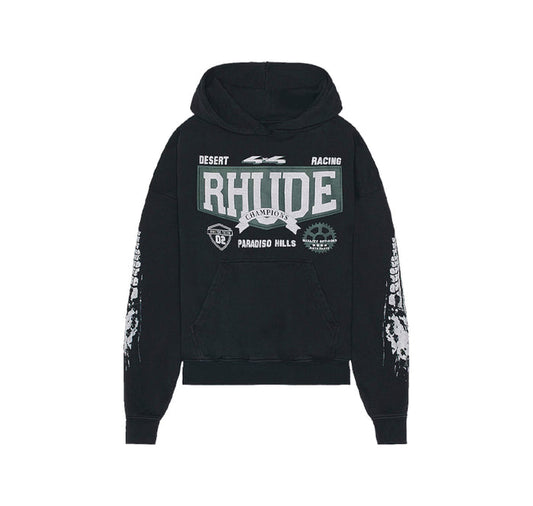Rhude Desert Racing Champions Hoodie Black