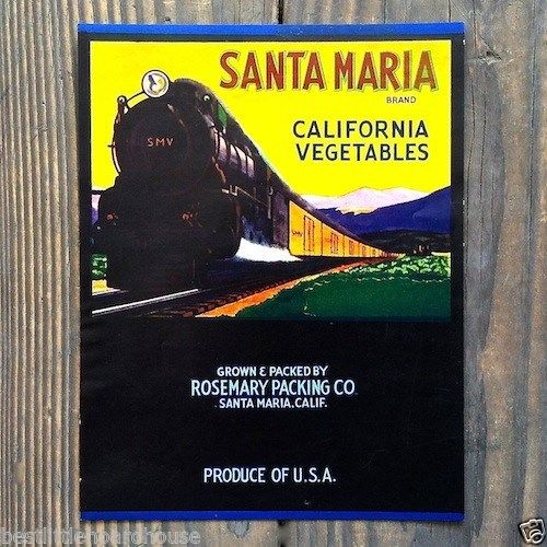 SANTA MARIA CALIFORNIA VEGETABLE Box Crate Label 1950s