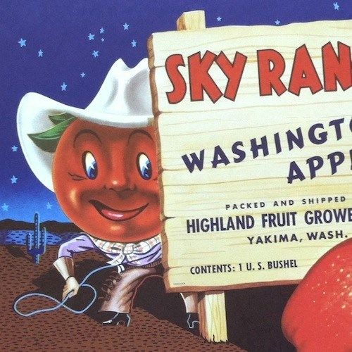 SKY RANCH APPLES Fruit Crate Box Label