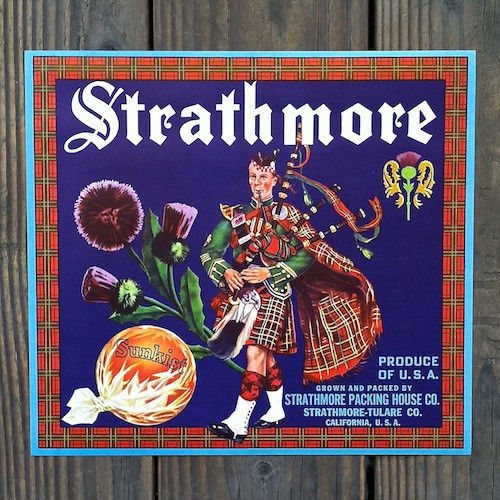 STRATHMORE SUNKIST Orange Crate Box Label