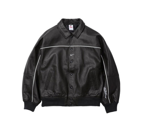 Supreme Nike Leather Varsity Jacket Black