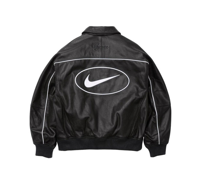Supreme Nike Leather Varsity Jacket Black