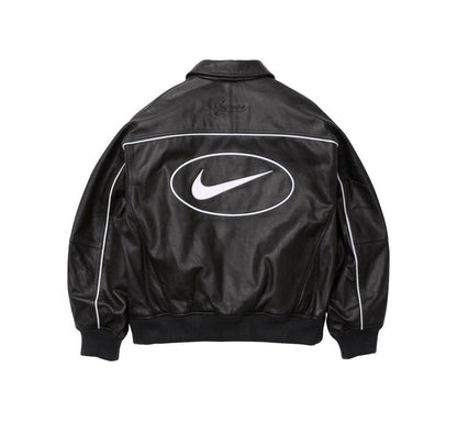 Supreme Nike Leather Varsity Jacket Black
