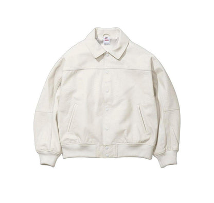 Supreme Nike Leather Varsity Jacket White