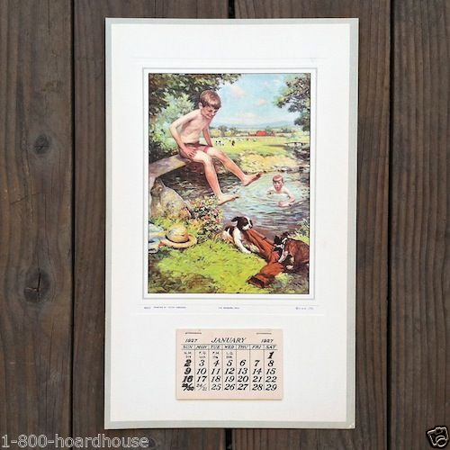 SWIMMING HOLE Promotional Advertising Calendar 1927