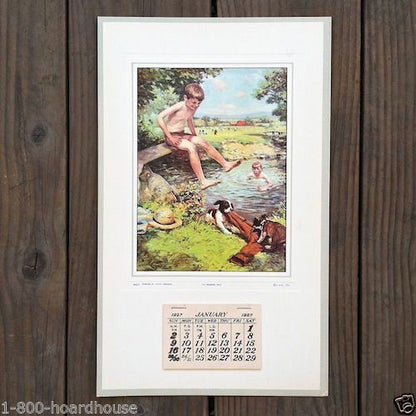 SWIMMING HOLE Promotional Advertising Calendar 1927