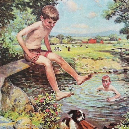 SWIMMING HOLE Promotional Advertising Calendar 1927