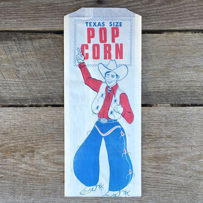 TEXAS SIZE POPCORN Snack Bag 1950s